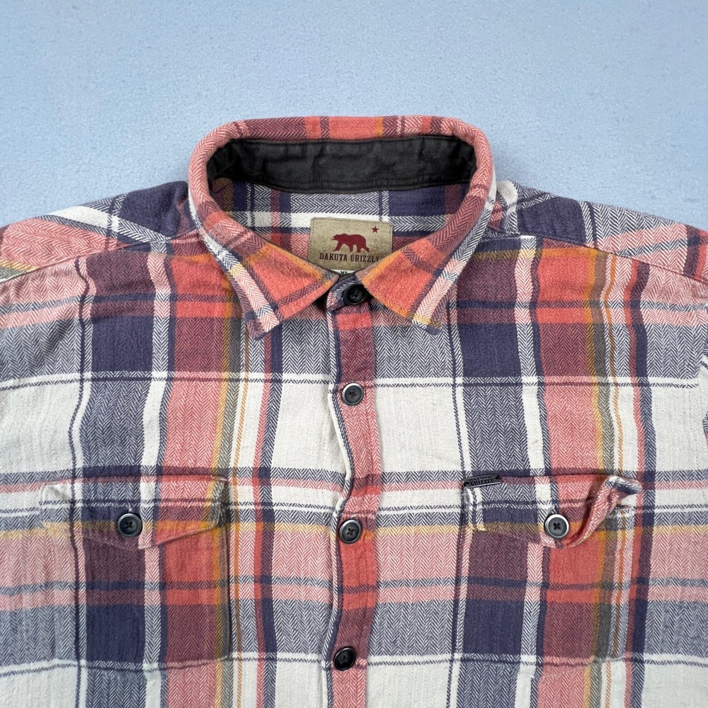 Dakota Grizzly Flannel Shirt Mens XL Red Plaid Cotton Herringbone Outdoor Casual - Picture 10 of 14